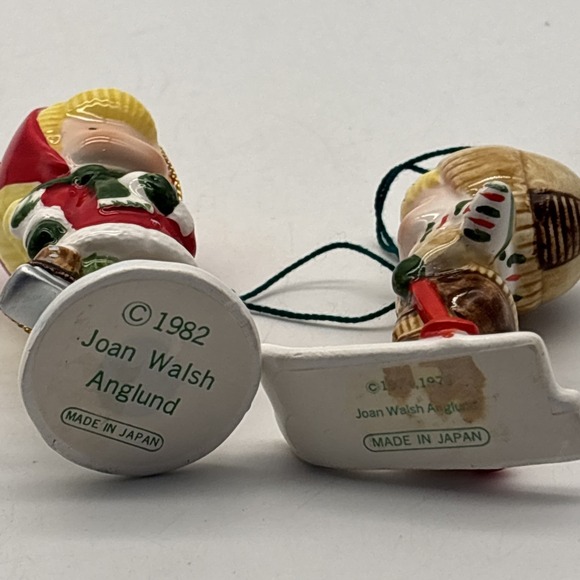 2- Joan Walsh Anglund ornament christmas  figures ice skates skis - Picture 7 of 8